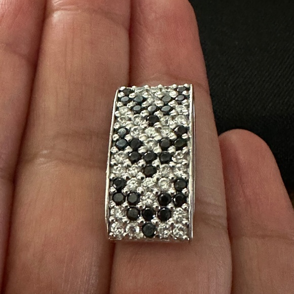 Dual sided cz paved stones mixed color rectangular pendant - Picture 13 of 16